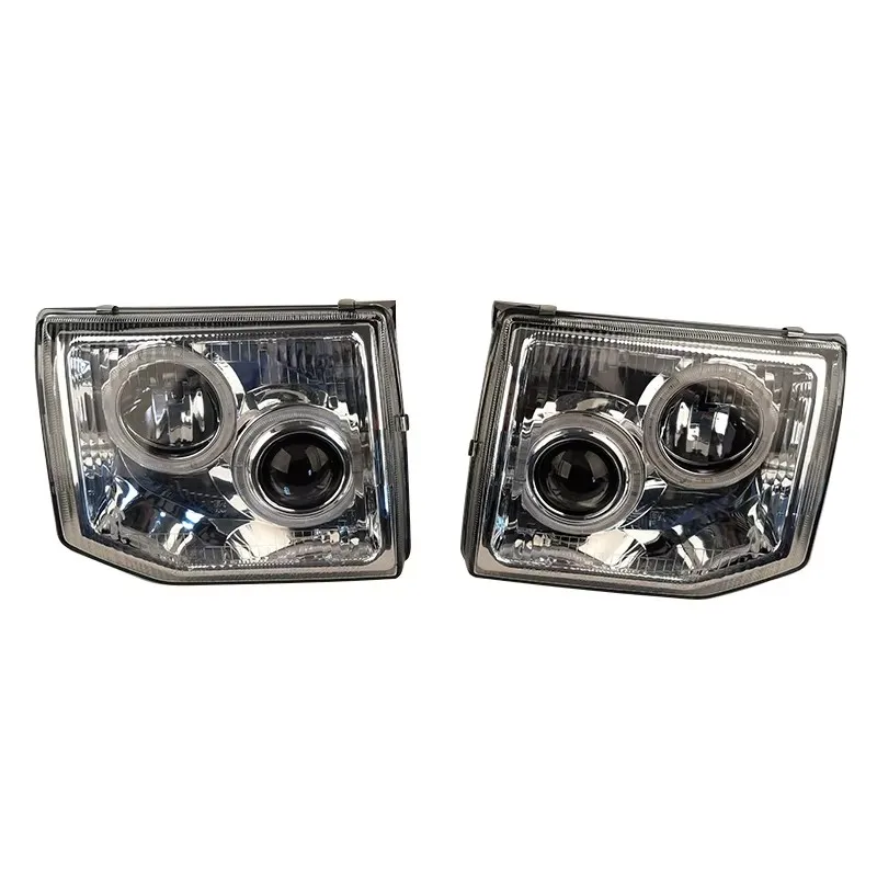 Car LED Angel Eye Lens Headlight For Mitsubishi Pajero Headlamp V31 V32 92 93 95 Modified White Bac  Far and near Light A Pair