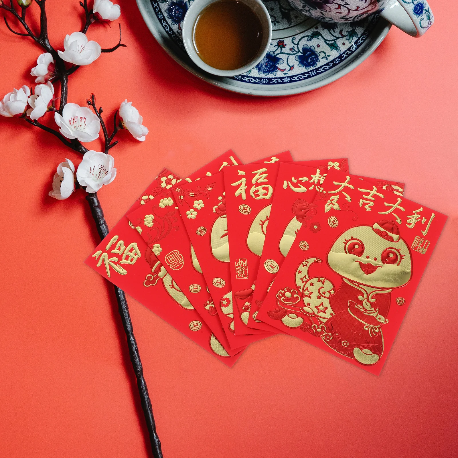 

60 шт., китайский красный конверт со змеиным дизайном, красные пакеты для весеннего фестиваля, новогодней свадьбы, дня рождения, 2025, счастливые мешки для денег