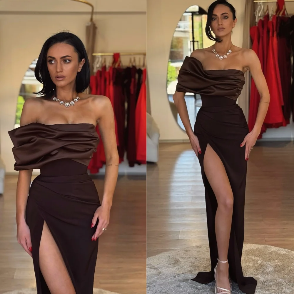 

Customized Classic One Shoulder Sleeveless Evening Dress Modern Ruched A-Line Prom Dresses High Quality Jersey Party Gowns