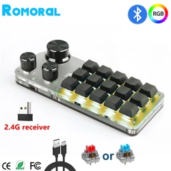 Mini Knob Keyboard Custom Programmable Bluetooth RGB 15/12/6 Key Keypad Hotswap Macropad for Macbook Laptop for Gaming Photoshop