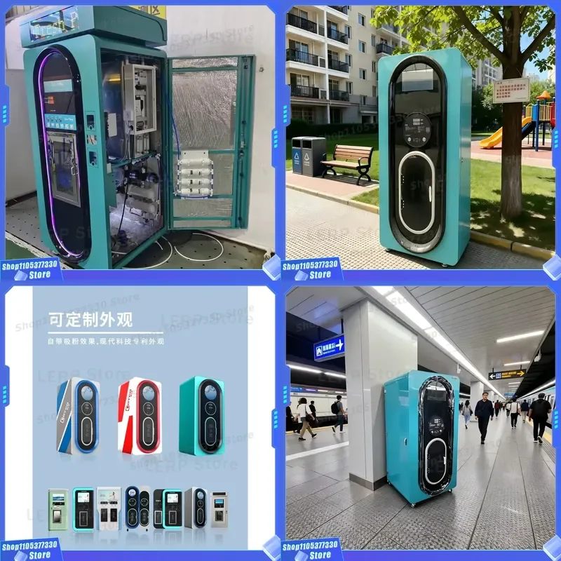 Commercial Outdoor Ice Vending Machine 24H Self Service Coin And Banknote Payment Automatic Water Dispenser For Public Use