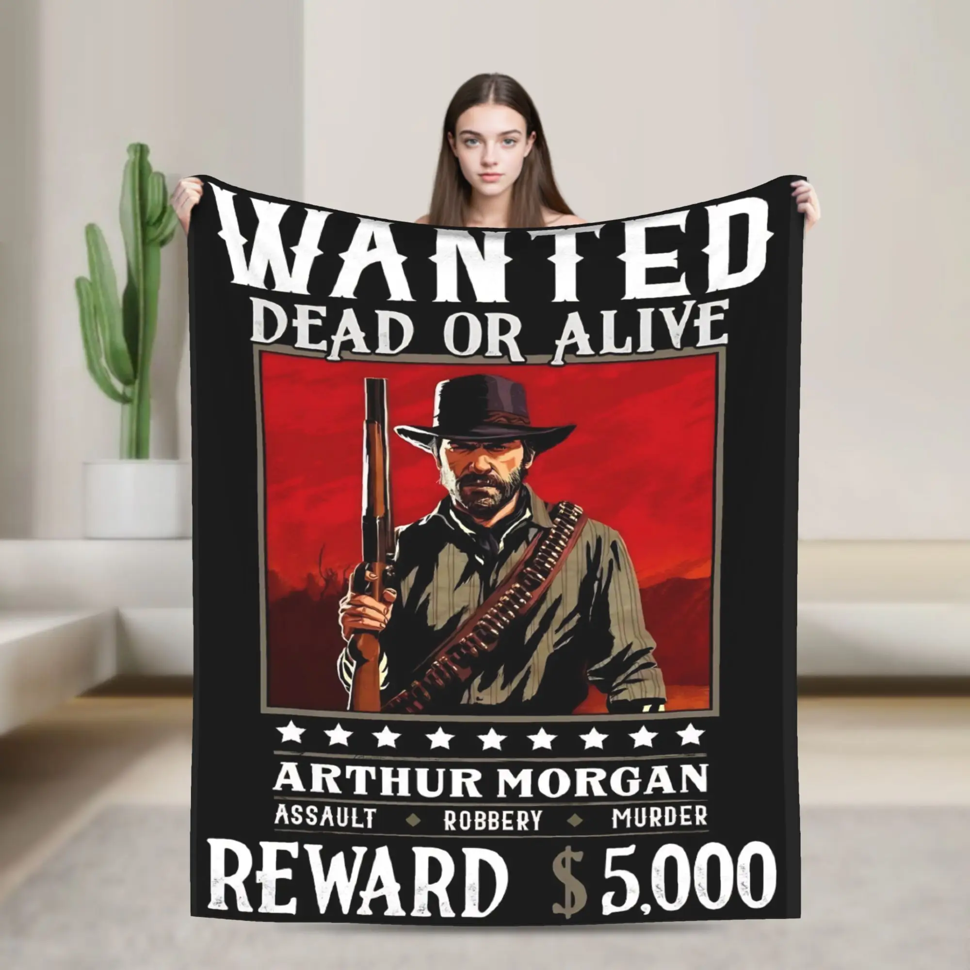 Couverture Red Dead Redemption 2 en velours, textile décoratif, respirante et chaude, pour la maison et la voiture, couette fine en peluche