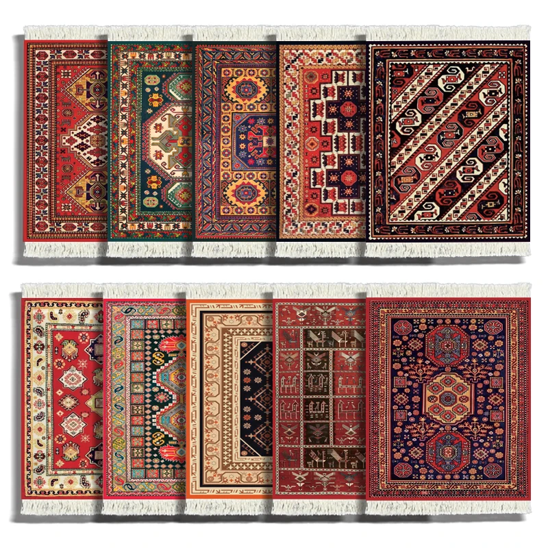 

Set of 10 Carpet Table Coasters, Carpet Drink Mats in Oriental Design Fabrics Kitchen & Home Office & Bar Dining Accessories 10