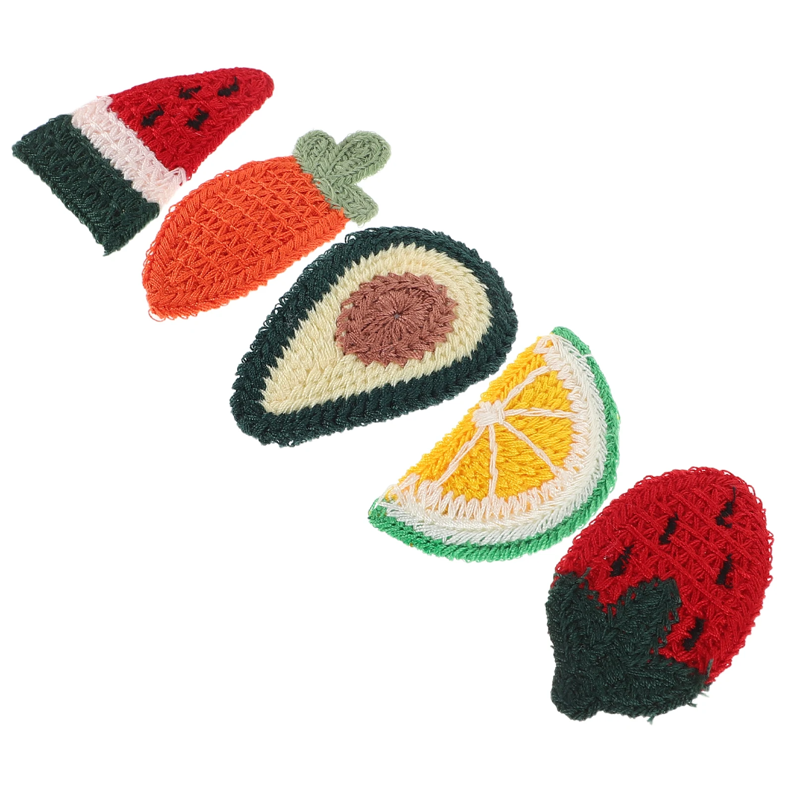 

5 pcs Knitted Fruit Hair Clips Strawberry Accessories Durable Kids Girls Toddler Funky Crochet Clamps Soft Yarn School Parties