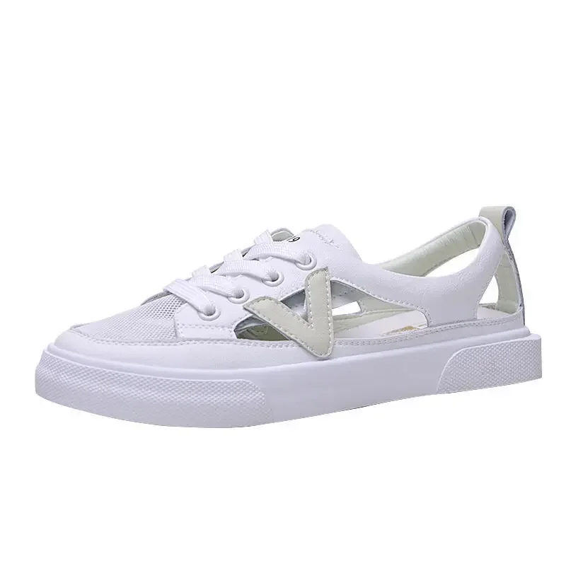 Baotou-Sandalias deportivas versátiles para mujer, zapatos informales de malla transpirable, color blanco, para primavera y verano, 2023