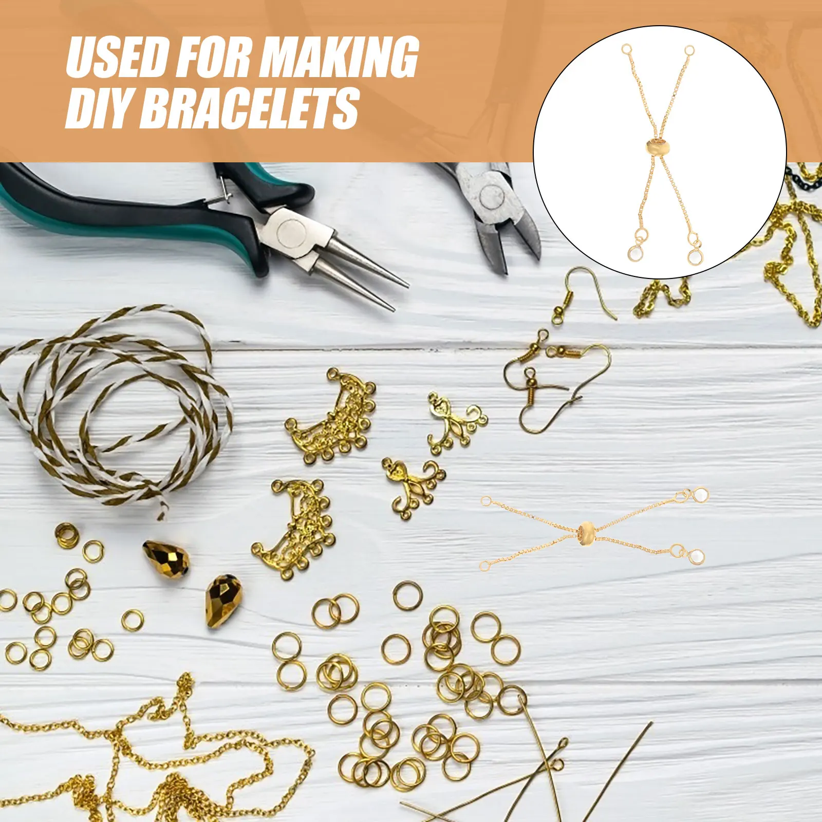 

5 Pcs Bracelet Clasp Jewelry Chain Extender for Making Gild Ball Bead Chains Copper Slider Adjustable Charms