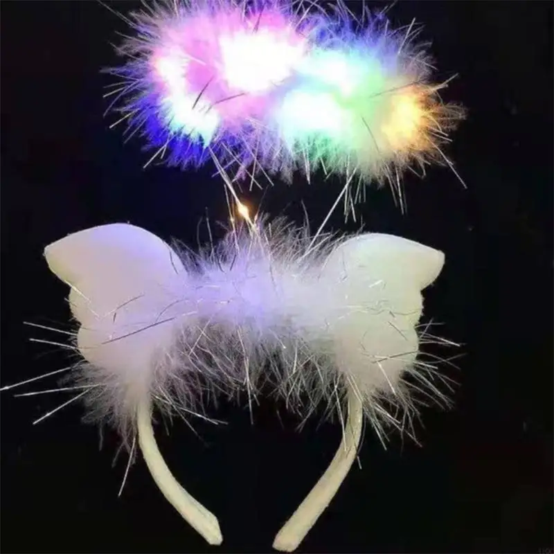 

2025 New Luminous Hair Band Angel Hair Hoop Photo Booth Props Decor Headwear for Birthday Graduation Party Supplies