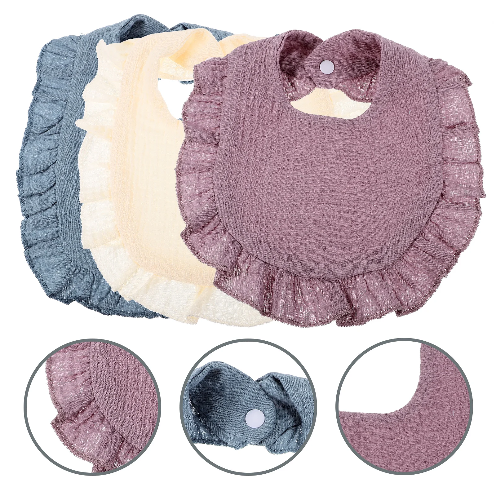 3 قطعة المرايل القطنية الطفل الترويل المرايل للطفل رضيع تغذية التسنين الأكل مريلة مكافحة السقوط الجلد ودية تنفس