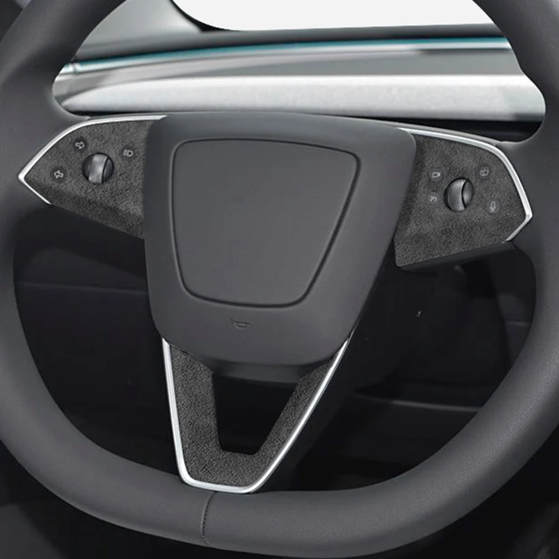 

For Tesla Model 3 (2023-) Steering Wheel Trim Frame Sticker Made of Alcantara Car Interior Tuning Accessories Style Customizable