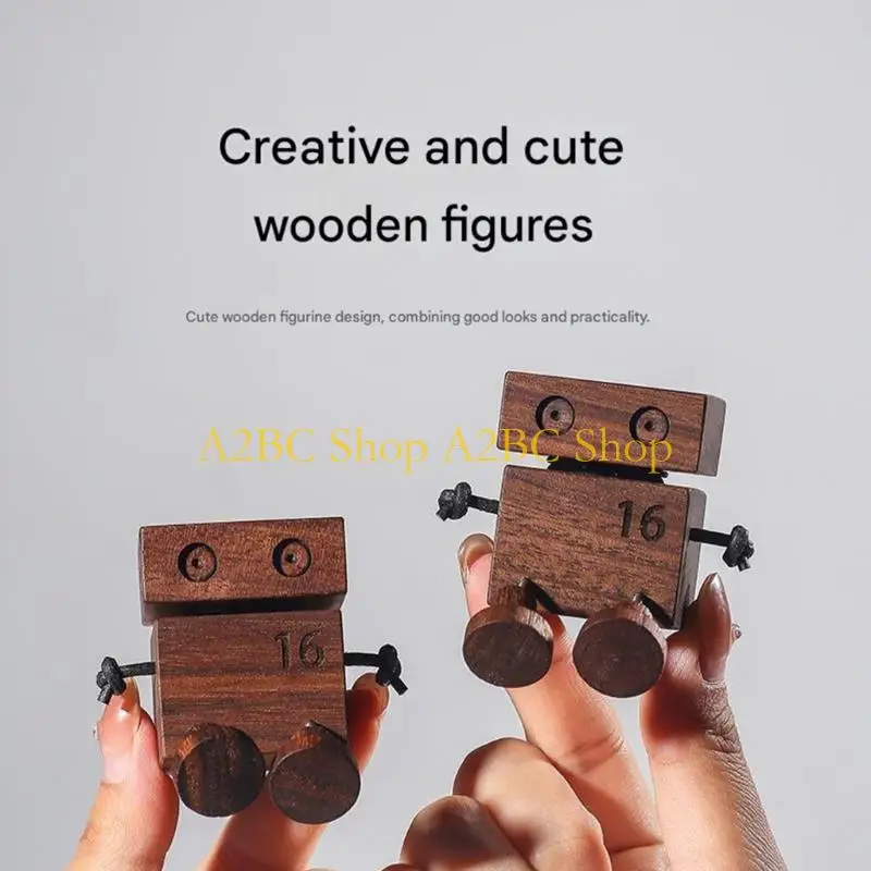A2BC Wooden Figure Car Ornament Moving Limbs Air Freshener Clip Decors