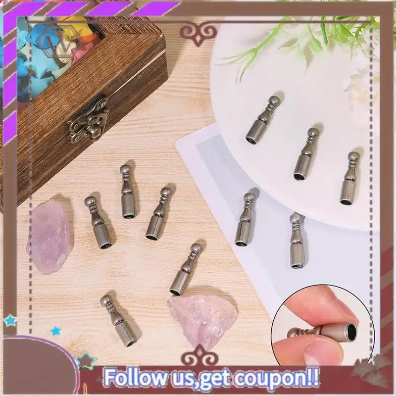 A95D-12Pcs Bolo Tie Tips Replacement End Caps Long Alloy Cord Ends Smooth For Clothes Decoring Chain Bracelet DIY Crafts