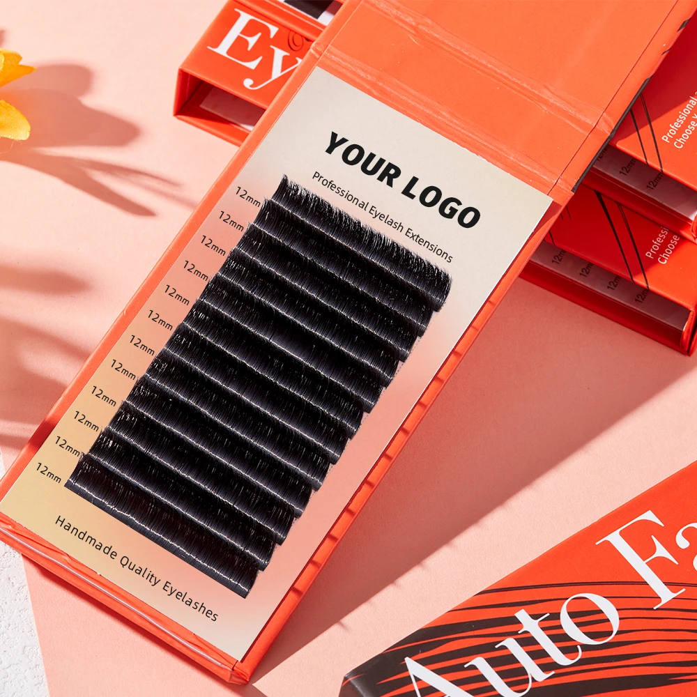 

Персонализированные накладные ресницы с индивидуальным логотипом, автоматически раскрывающиеся веерообразные параллельные ресницы ODM/OEM