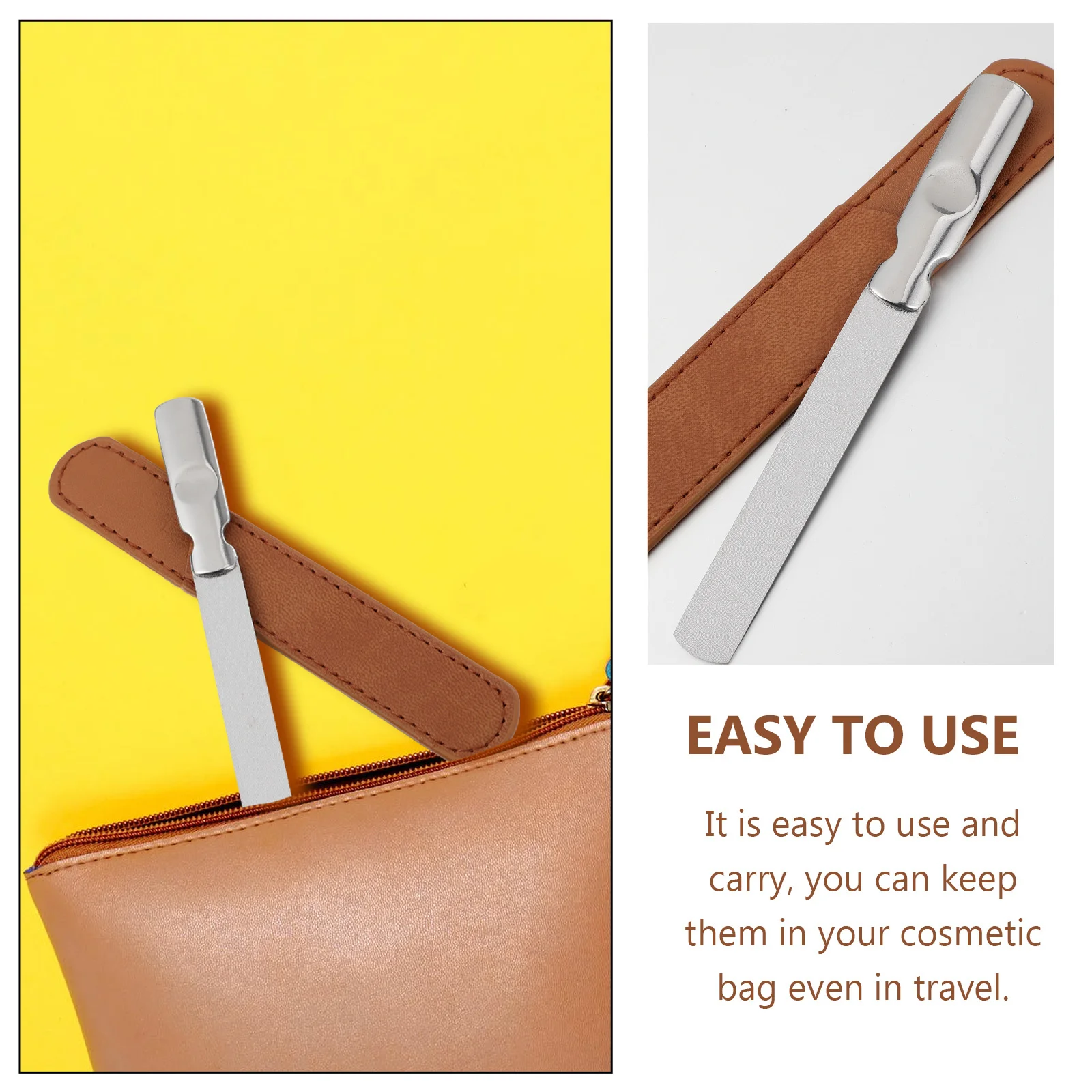 Lima de uñas de acero inoxidable, herramienta de manicura de Metal para uñas de los pies con estuche, herramientas de cuidado de uñas, 2 uds.