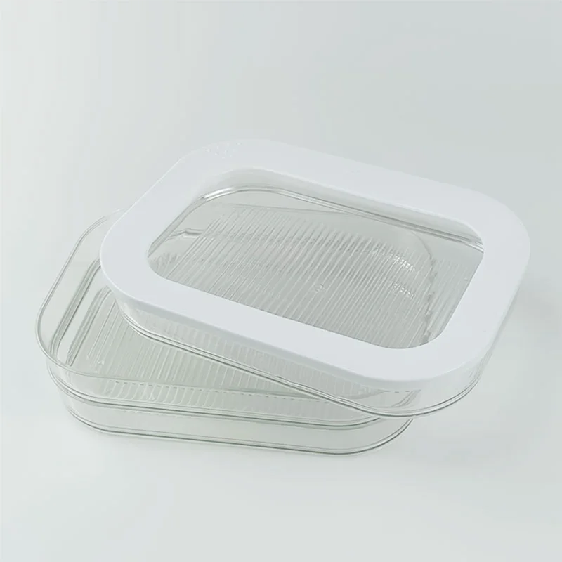 Caja de almacenamiento de piezas de carne de 3 niveles, tapa hermética, apto para lavavajillas, 3 capas, 1,6 l