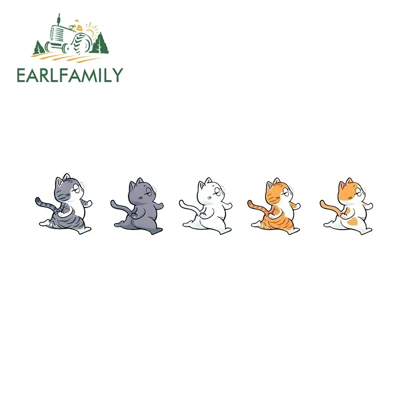 EARLFAMILY 13cm x 2.4cm for Cut Walking Running Cat Cartoon Car Stickers Simple Occlusion Scratch Decals Vinyl Car Wrap Decor