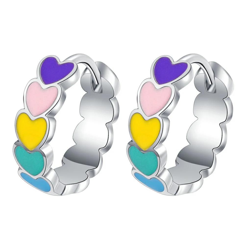 Fanqieliu 925 Sterling Silver Cute Heart Hoop Earrings For Women New Jewelry Gift Trendy FQL21292