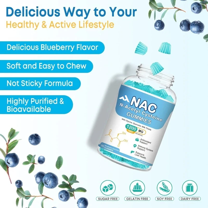 NAC Gummies, NAC Supplements Containing Milk Thistle, Selenium, B6, B12 Antioxidants, Immune Support -600 Mg N-acetylcysteine
