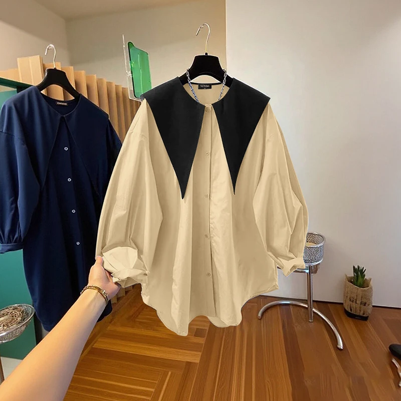 

Fashion Tops VONDA Women Color Patchwork Casual Shirts Autumn Long Sleeve Lapel Elegant Office Lady Blouse 2025 Tunic Blusas