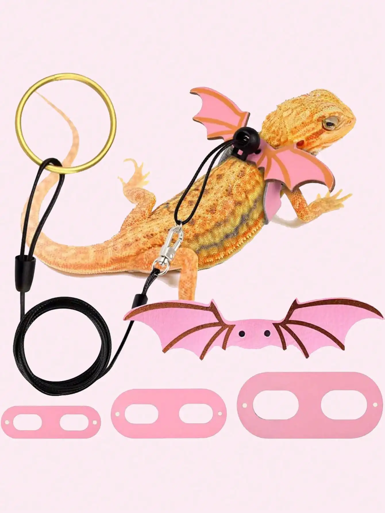 Conjunto de Correa y Arnés para Dragón Barbudo, Arnés Ajustable para Dragón Barbudo con Cuerda de Tracción para Reptiles, Correa para Lagarto