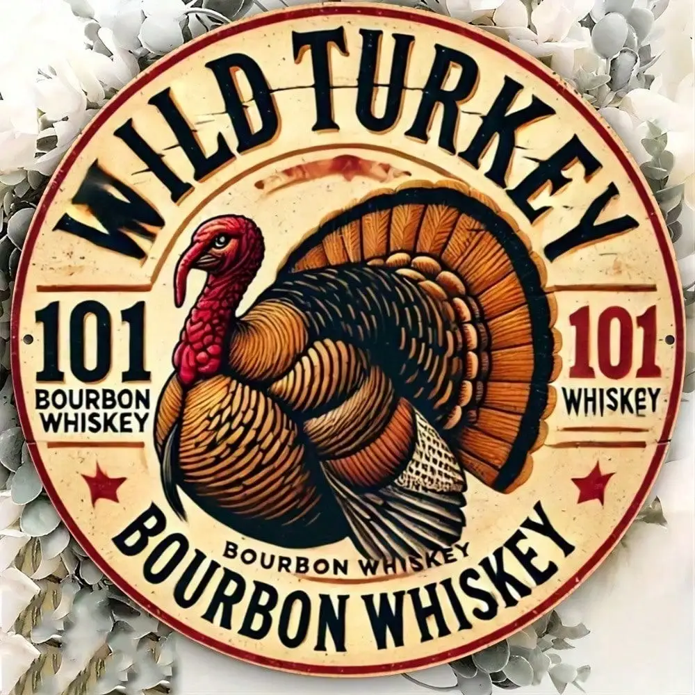 Vintage salvaje Turquía Bourbon 8x8 pulgadas cartel de chapa de Metal, decoración de pared de Pub Retro Bar rústico hombre cueva regalo arte del hogar