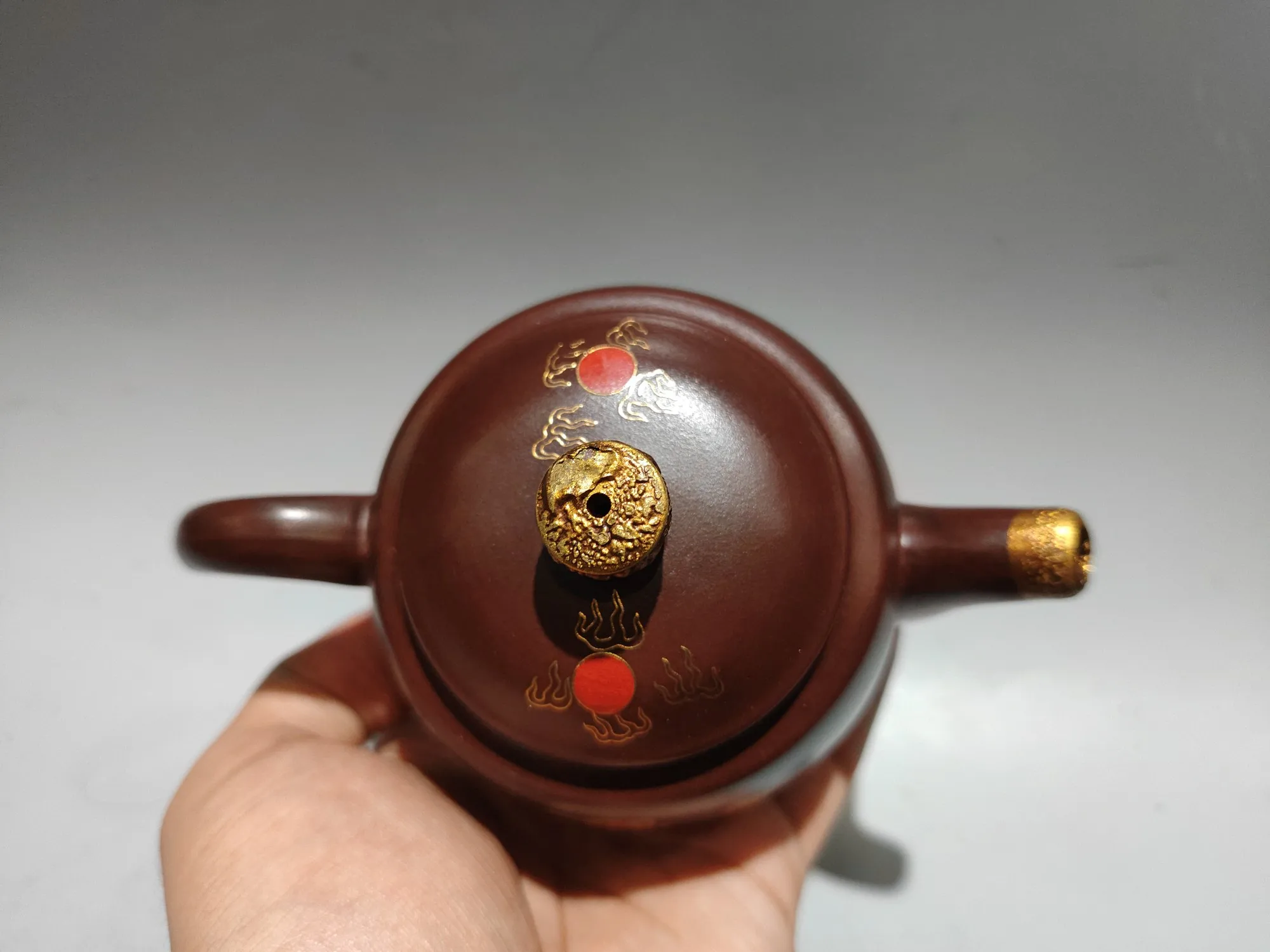 6 "Xizang الشعبية ييشينغ الأرجواني وعاء الطين مخطط الشعر باللون الذهبي التنين فينيكس نمط إبريق الشاي جمع ثروة مكتب الحلي المدينة