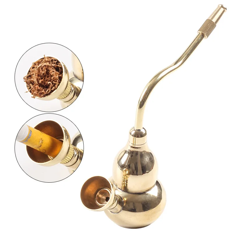 Gourd Shape Hookah Shisha Brass Water Pipe Cigarette Holder Handheld Old-fashioned Smoking Tobacco Pipes Smoking Accessories