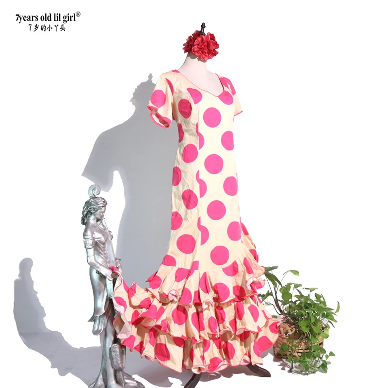 7 annililgirl 2025 nuevo vestido de encaje de baile Flamenco español abiti da noche ropa con cuello en ENE17