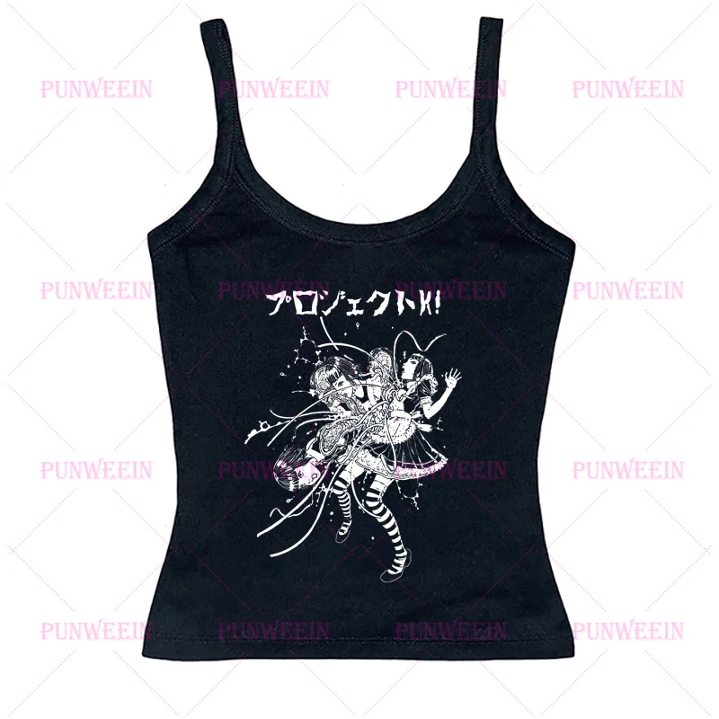 Japan Anime Subculture vibe vest Short Sleeve Slim crop top gothic Punk Vintage Aesthetic angle Girls Baby Tees Sexy Streetwear