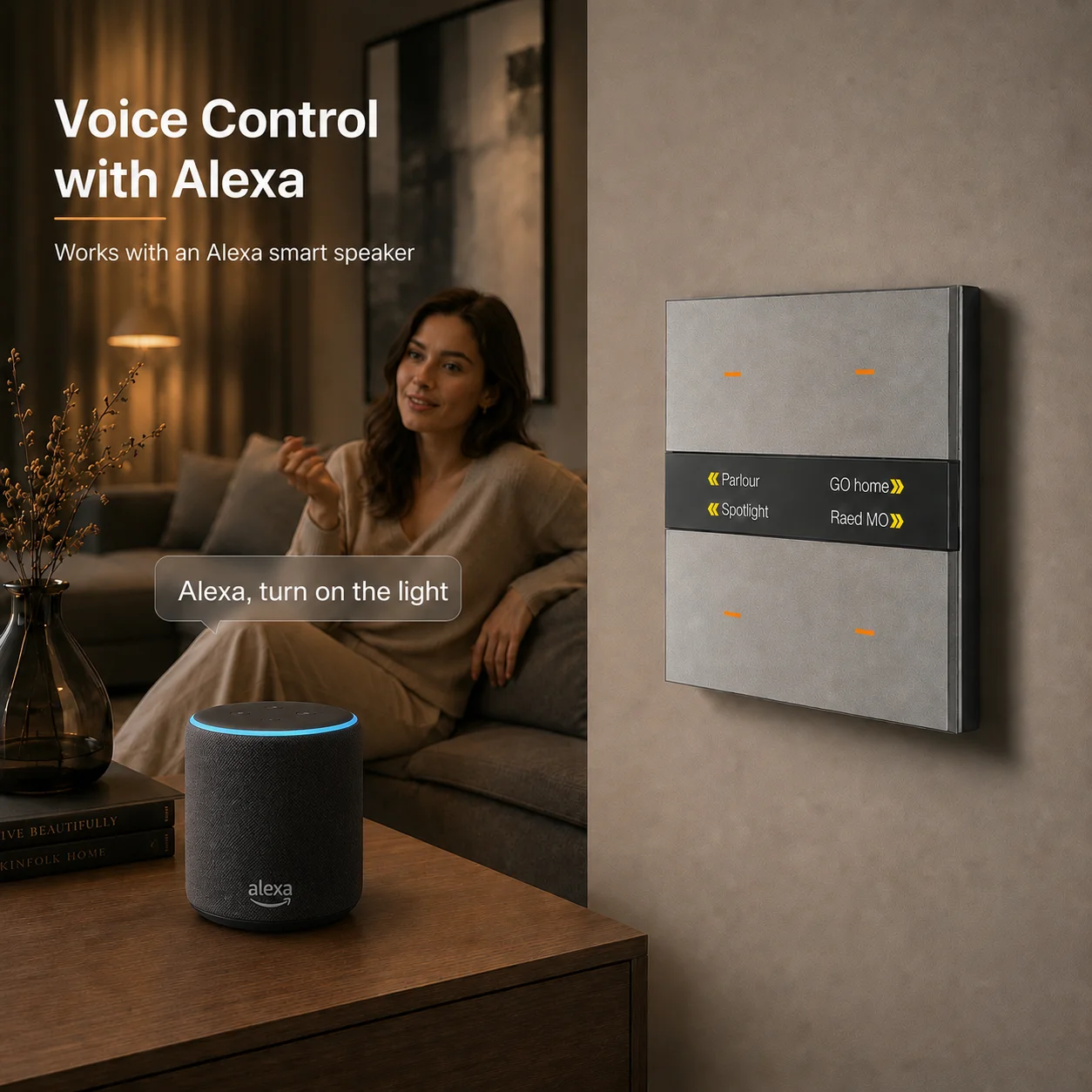 

Smart Switch Tuya Zigbee Home Assistant 4 Gang Light with Time Temperature Display Screen for Hotel Home Voice App Control