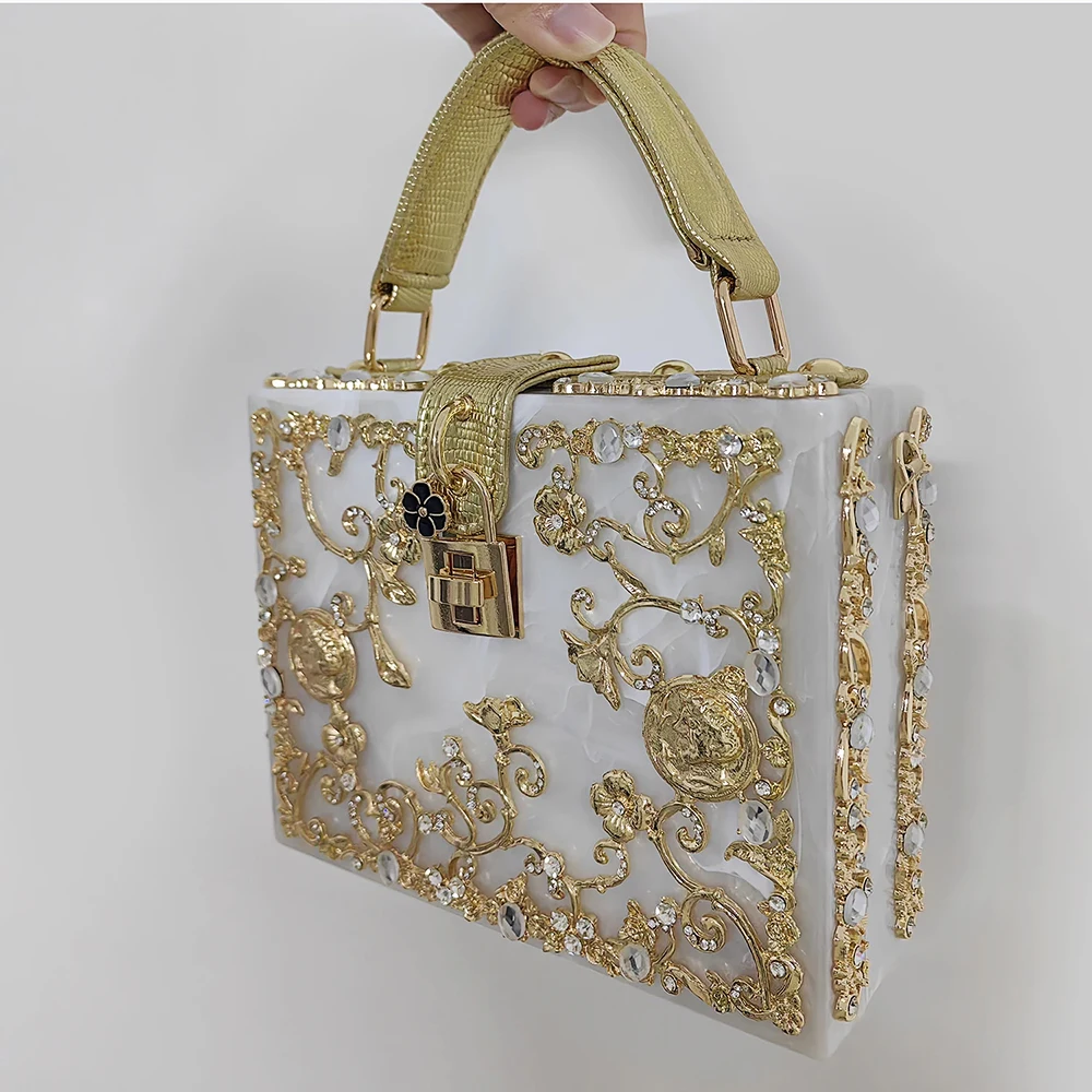 

Luxury Rhinestone Designer Acrylic Evening Bag High Grade Clutch Purse for Women Shoulder Bag Wedding Party Handbag Female Bags