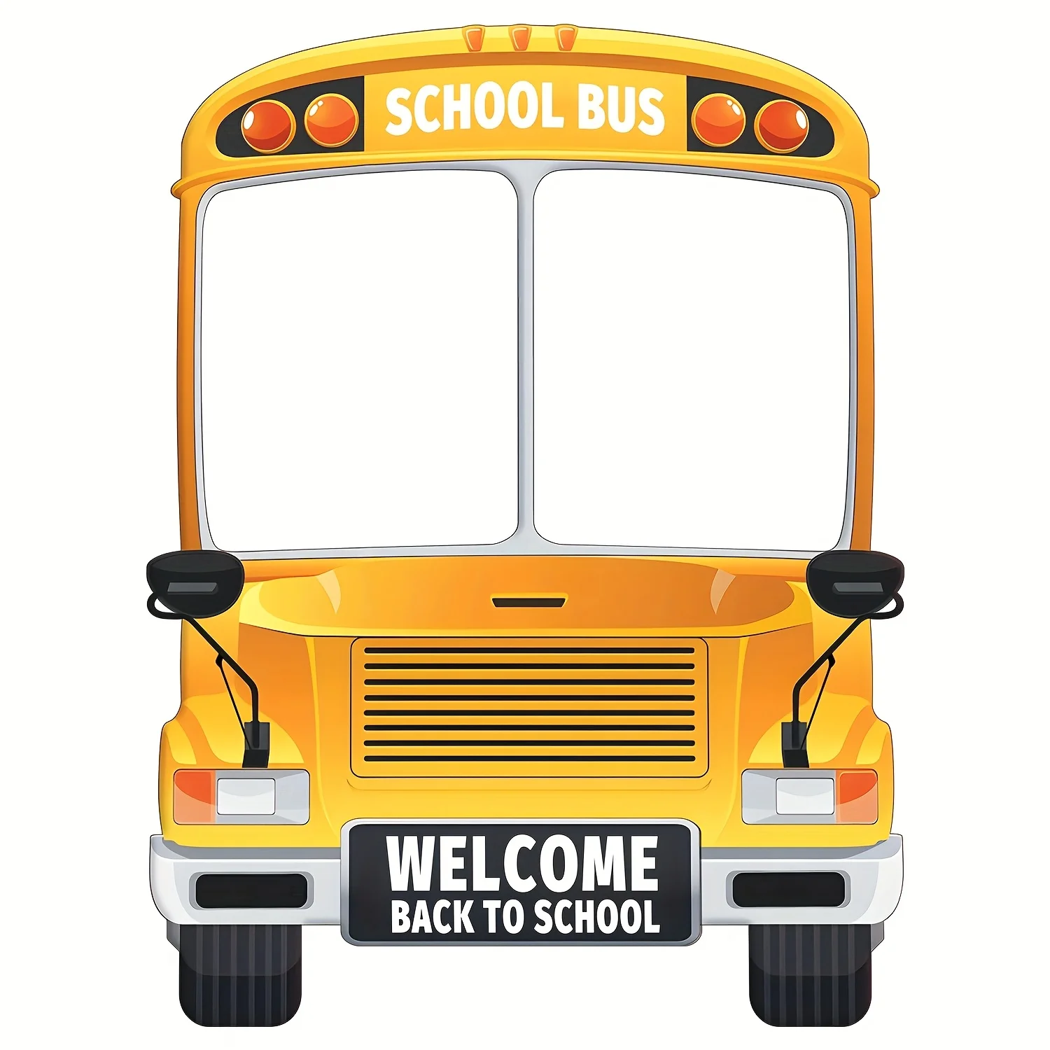 2D flat 1pc back-to-school season photography polyester banner, school bus theme photo props, selfie frame, banner, party view 6