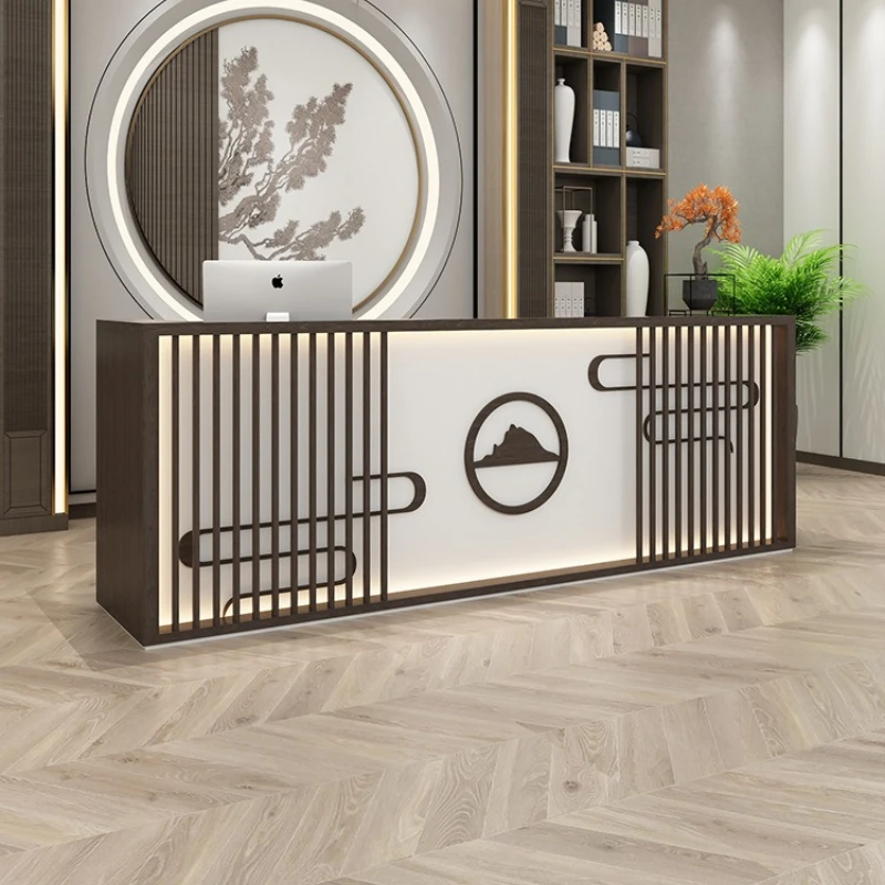 New Chinese-style Checkout Counters Small Shop Solid Wood Front Desk Checkout Counters Reception Desk Furniture Kassa JT40C