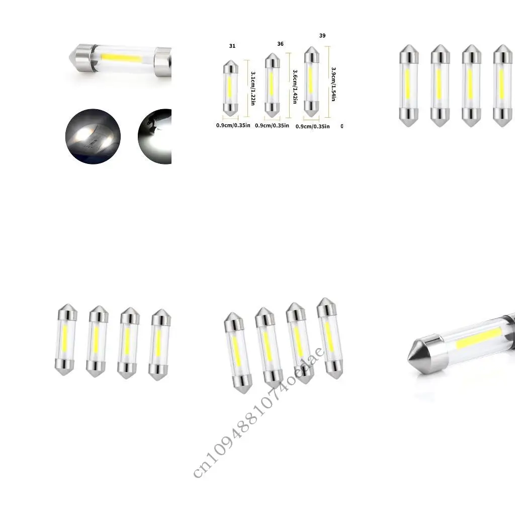 Car Map Light Bulb 12V LED Festoon Lamp with 4 Size Pack of 5 for Cabin Lighting 