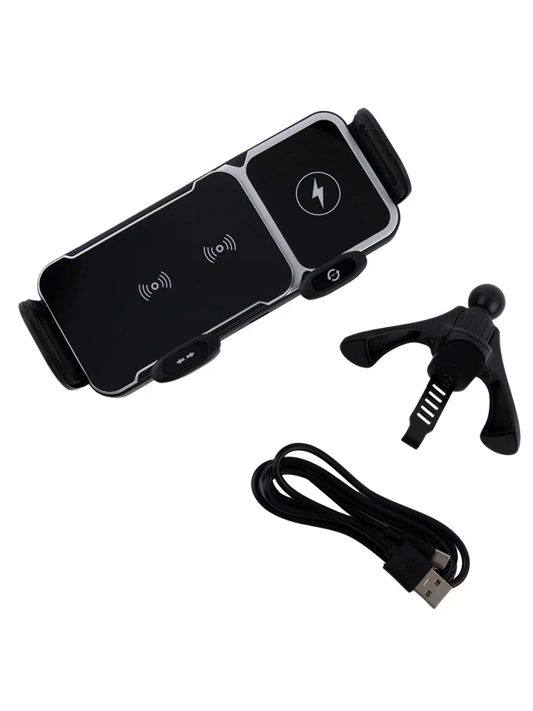 Wireless Charging Car Holder 2in1 with Auto Rotation for Smartphones and Tablets Compatible with Foldable Phones Vent Mount