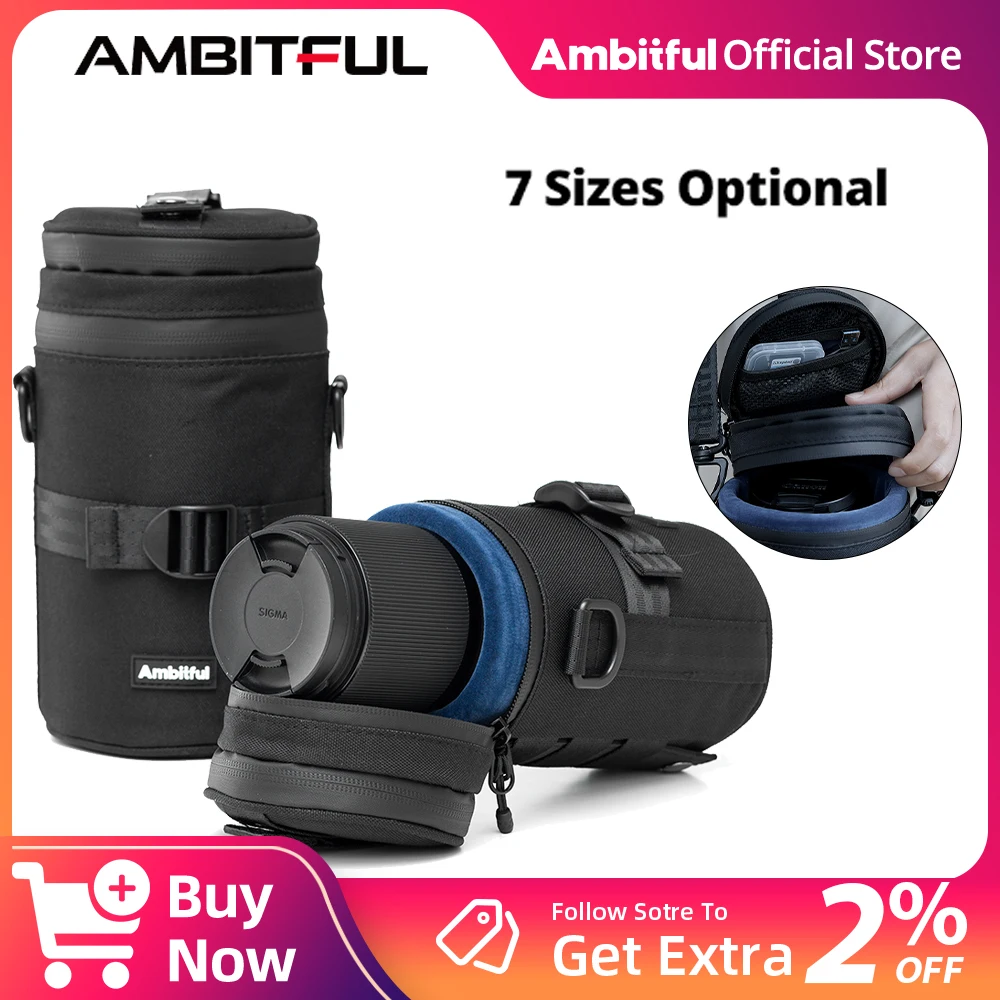 

Ambitful Camera Lens Bag Waterproof Pouch for DSLR Nikon Canon Sony Olympus Fuji Case Soft Padded
