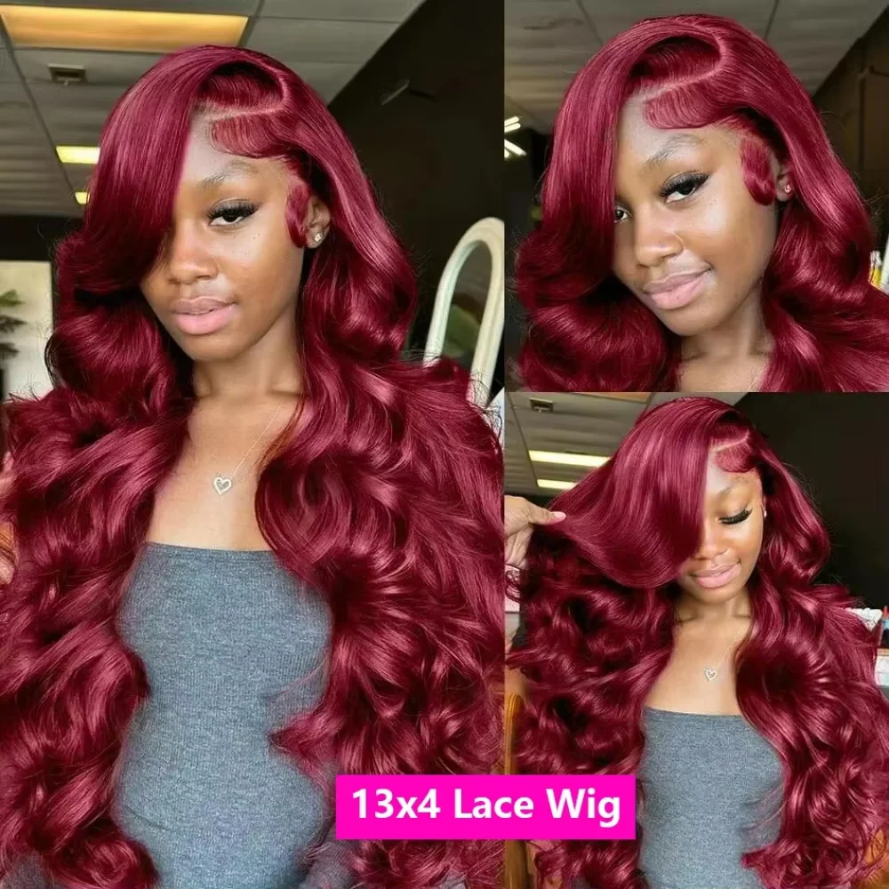 ความหนาแน่น 200 Burgundy Body Wave วิกผม 99J สีแดงด้านหน้ามนุษย์ 13x4 13x6 HD ลูกไม้ด้านหน้า Pre Plucked Curly วิกผมสําหรับผู้หญิง