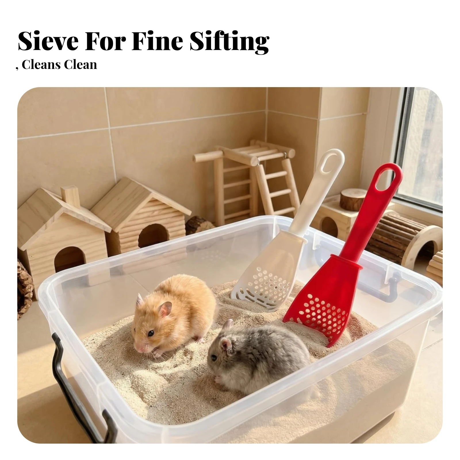 2 Pieces Cat Litter Scoop with Hanging Hole Space-Saving Plastic Litter Scoop Hamster Sand Bath Shovel Compact Long-Lasting