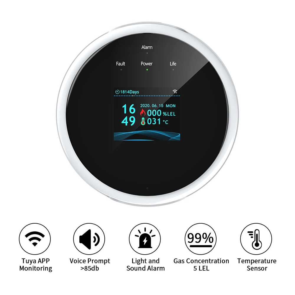 WiFi 433MHz rilevatore di perdite di Gas naturale sensore di perdite di gpl allarme sonoro e allarme Monitor remoto Tuya supporto per la casa