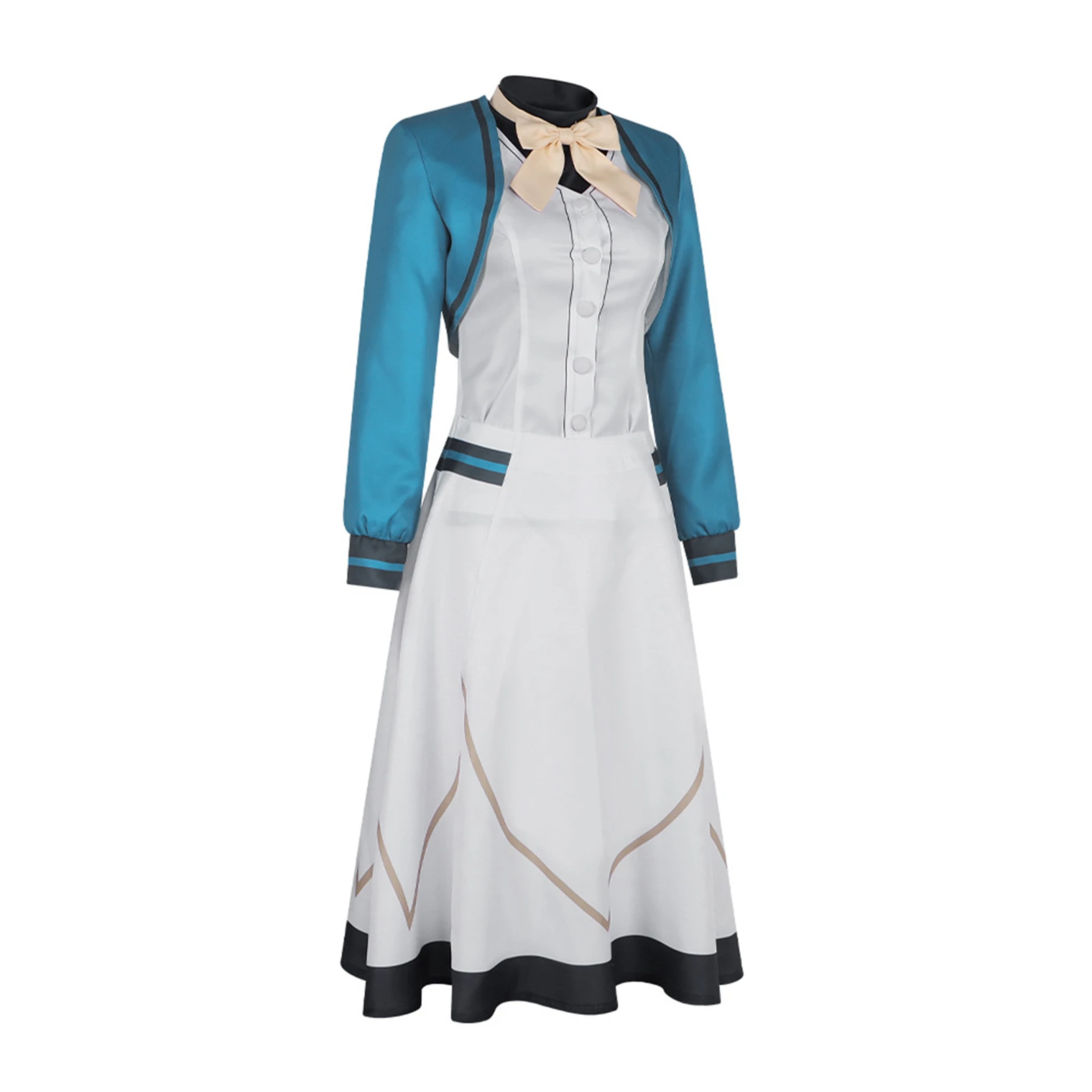Monica Everett Cosplay Costumes Anime Girl White Vest Skirt Uniform Halloween Party Outfit - view 4