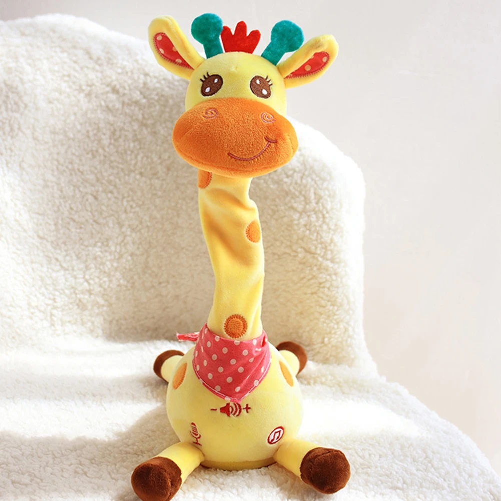 Bella giraffa di peluche oscillante con LED Simpatico giraffa che canta bambola volume regolabile illumina giocattolo giraffa per bambini da 6 a 12 mesi