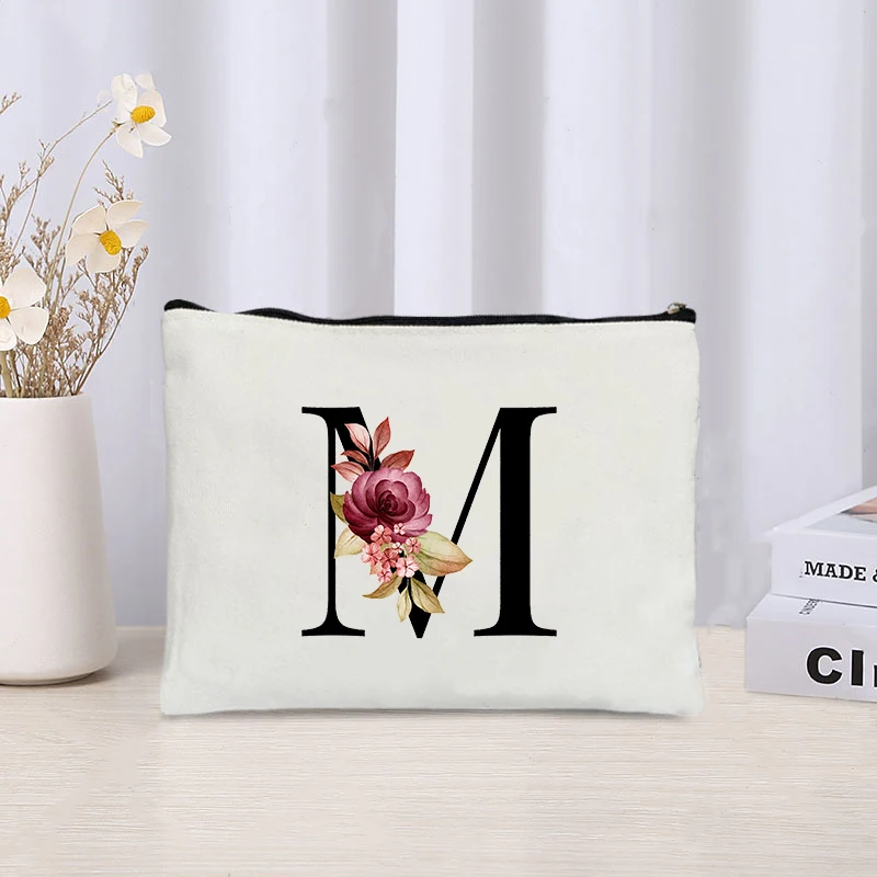 Trendy Letters Cosmetic Bag Luxury Wedding Bridesmaid Gifts Handbag Eco Canvas Makeup Bag for Ladies Toilet Wash Pouch Purse