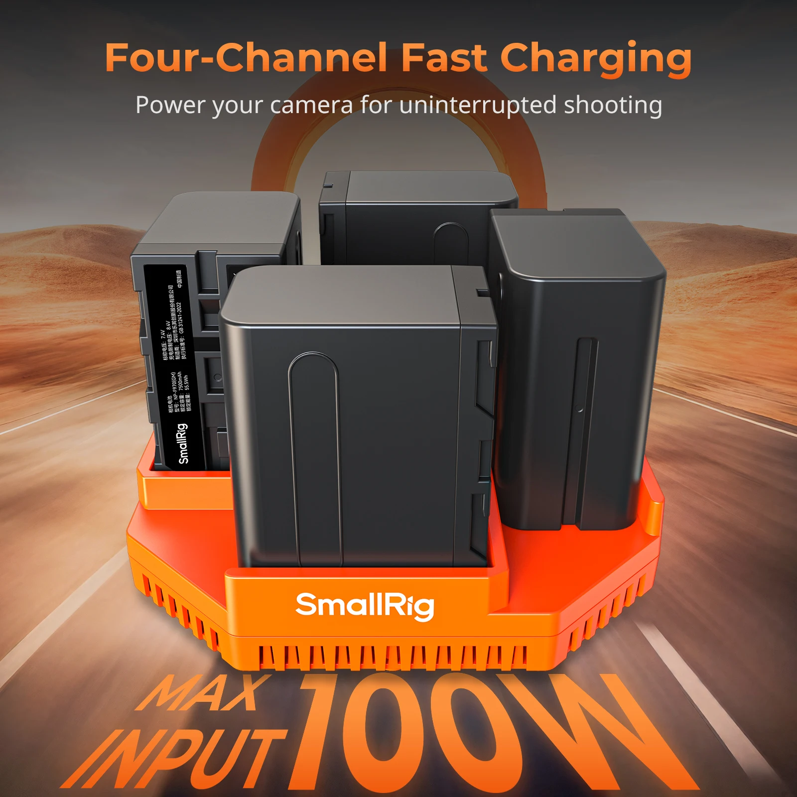 SmallRig NP-F970 4-Channel Camera Battery Charger with PD100W Fast Charging OLED Display Compact NP-F Battery Charger for Sony