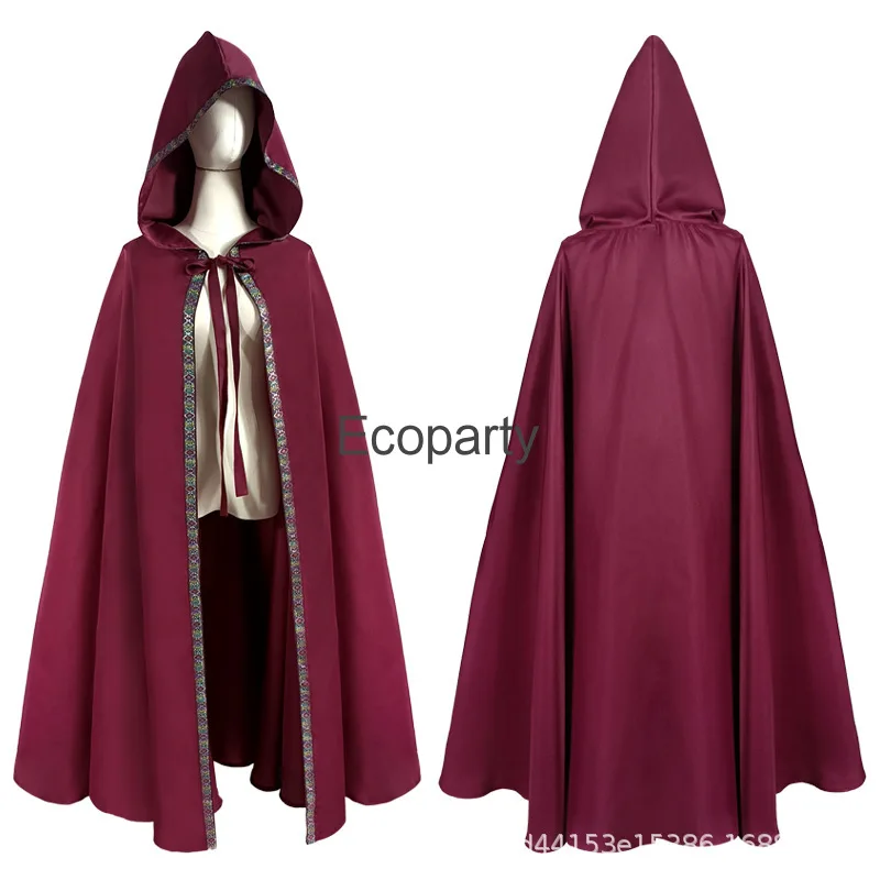 2023 Mannen Vrouwen Middeleeuwse Cosplay Mantel Vintage Gotische Cape Cape Jas Met Capuchon Halloween Tovenaar Heks Cosplay Kostuum Lange Poncho