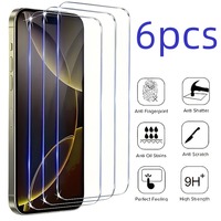 6Pcs HD Tempered Glass for IPhone 16 17 15 Pro Max 14 13 12 11 Pro Mini Screen Protectors For IPhone 16e 17Air XR XS Max Glass