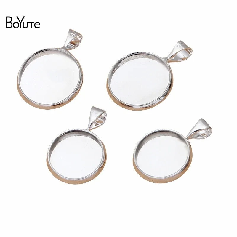 

BoYuTe (100 Pieces/Lot) Round 12MM 14MM Cameo Cabochon Base Setting Diy Silver Blank Pendant Tray Hand Made Jewelry Accessories