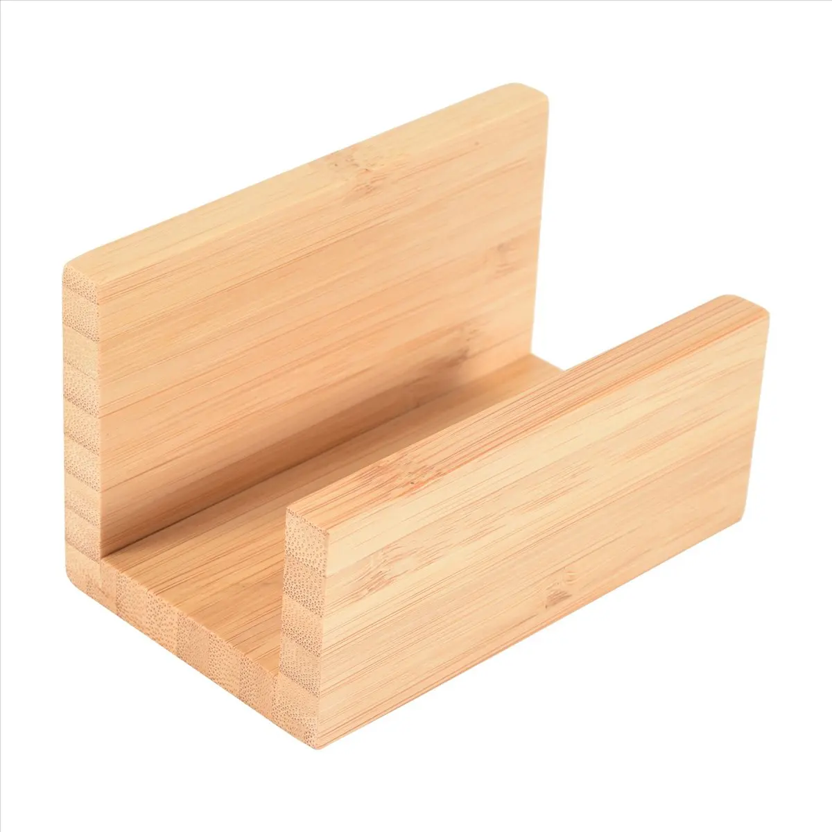ABZF 2026 Bamboo Wood Desktop Business Card Holder for Desk Sturdy Business Card Display Stand for Office Suitable for Men Women
