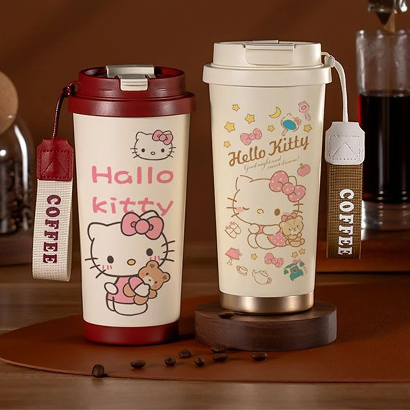 Miniso Hellokitty 316 Thermal Insulation Cup Cartoon Printing Portable Water Cup Creative Home Cartoon Coffee Cups Birthday Gift