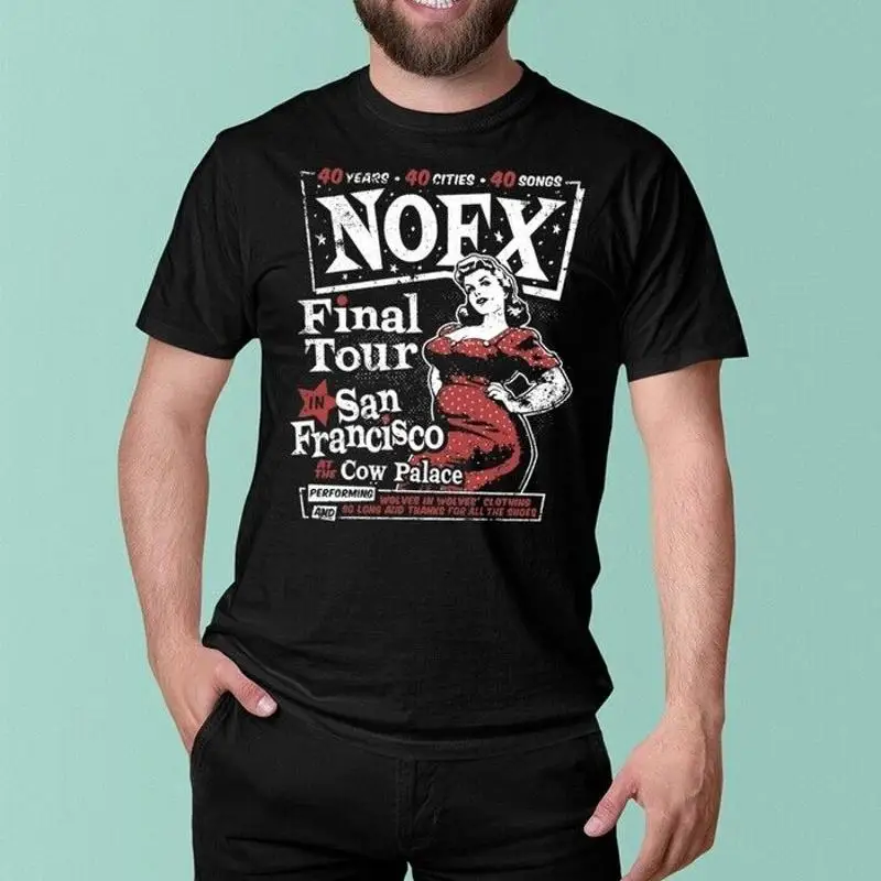 

40-летняя футболка Cities Songs Nofx Final Tour San Francisco 2023, размер S 5XL