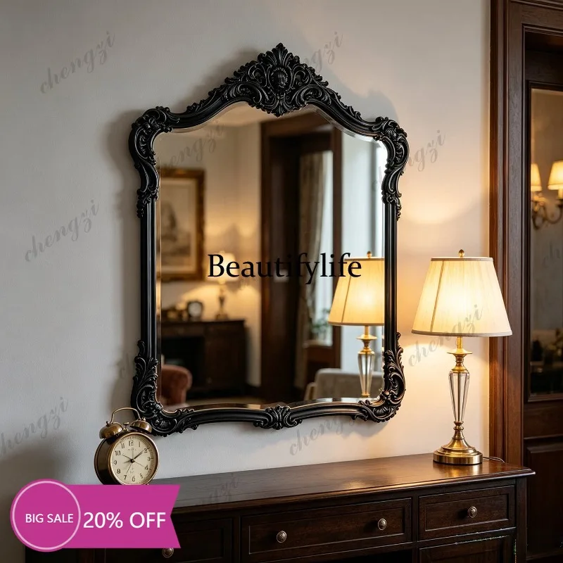 9344 French vintage washbasin bathroom mirror, American living room entrance decorative mirror, makeup mirror