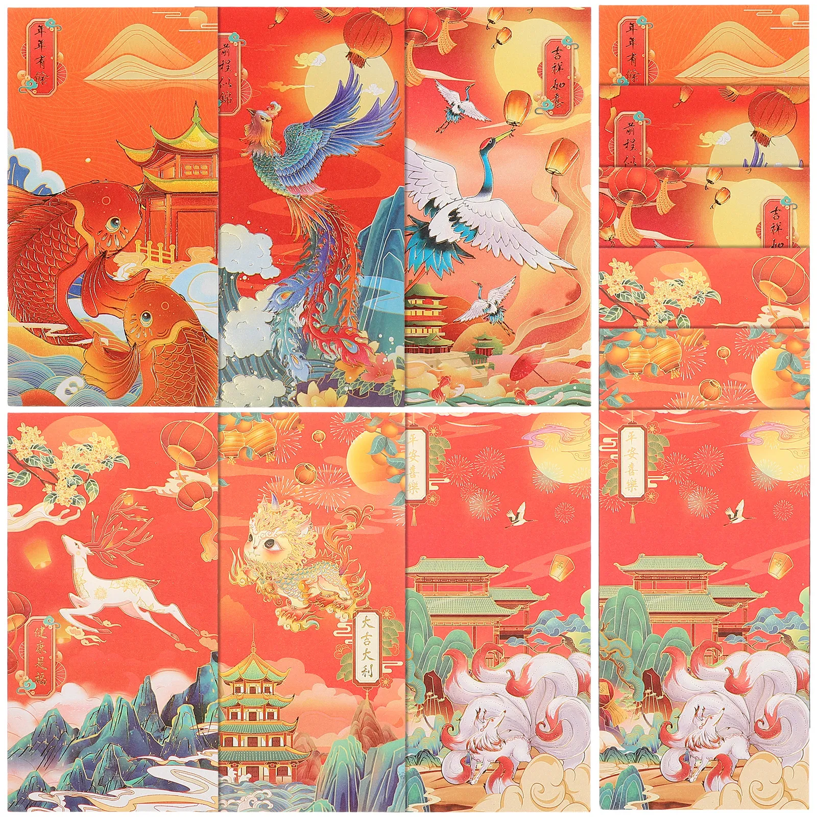 

12Pcs Red Envelopes Chinese New Year Money Pouches Mixed Colors Traditional Red Packets Good Luck Gift Spring Festival 2023